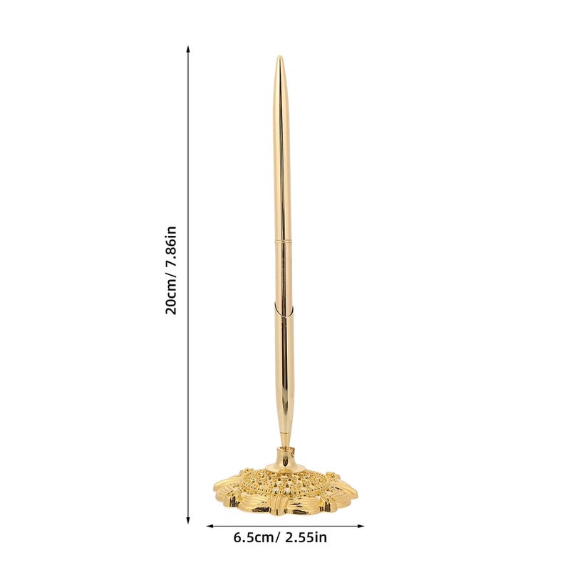 Gold Finish Metal Ballpoint Pen with Blue Ink for Business Office and Wedding Signatures - Image 3
