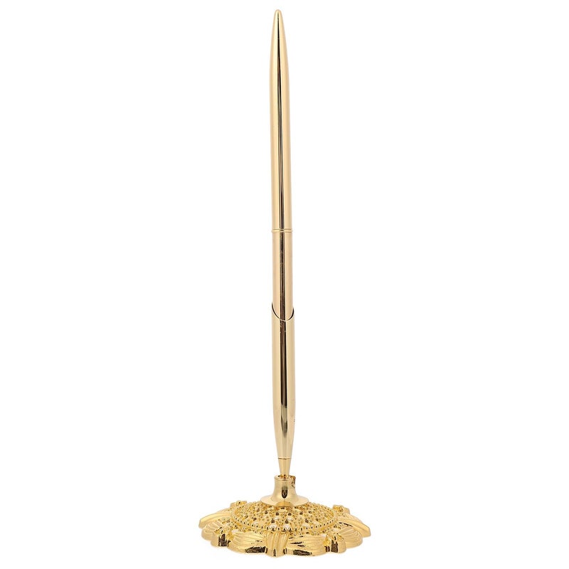 Gold Finish Metal Ballpoint Pen with Blue Ink for Business Office and Wedding Signatures - Image 2