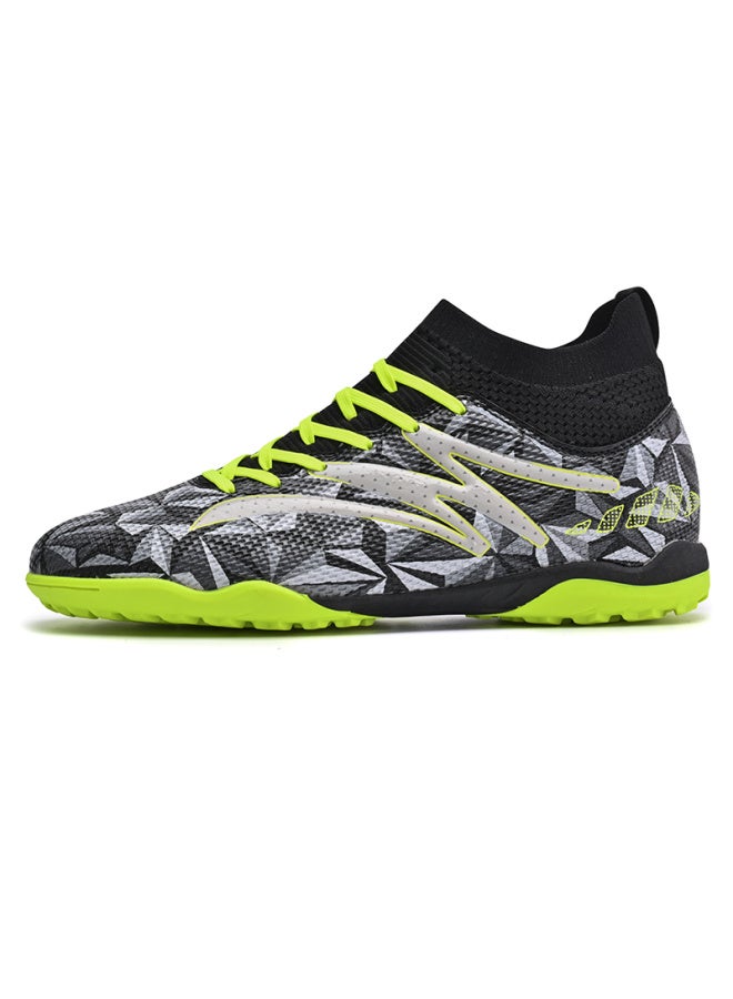 Ronaldo High-top Football Shoes for Boys and Girls, Stab 14, TF Grass C Snow Leopard R7, Breathable Short Nail Camouflage Black