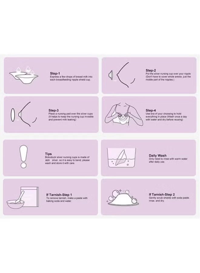 أوشن 925 كؤوس تمريض فضية التصميم الأصلي المثقوب للتنفاس، درع الحلمة الفضي لتمريض حديثي الولادة (1 PCS) - Image 4