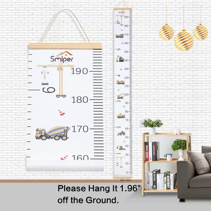 Smlper Growth Chart for Kids,Child Height Chart Ruler for Wall,Wood Frame Fabric Canvas Height Measurement Ruler for Kids Nursery Room,Removable Wall Decor 79"x7.9" - Image 5