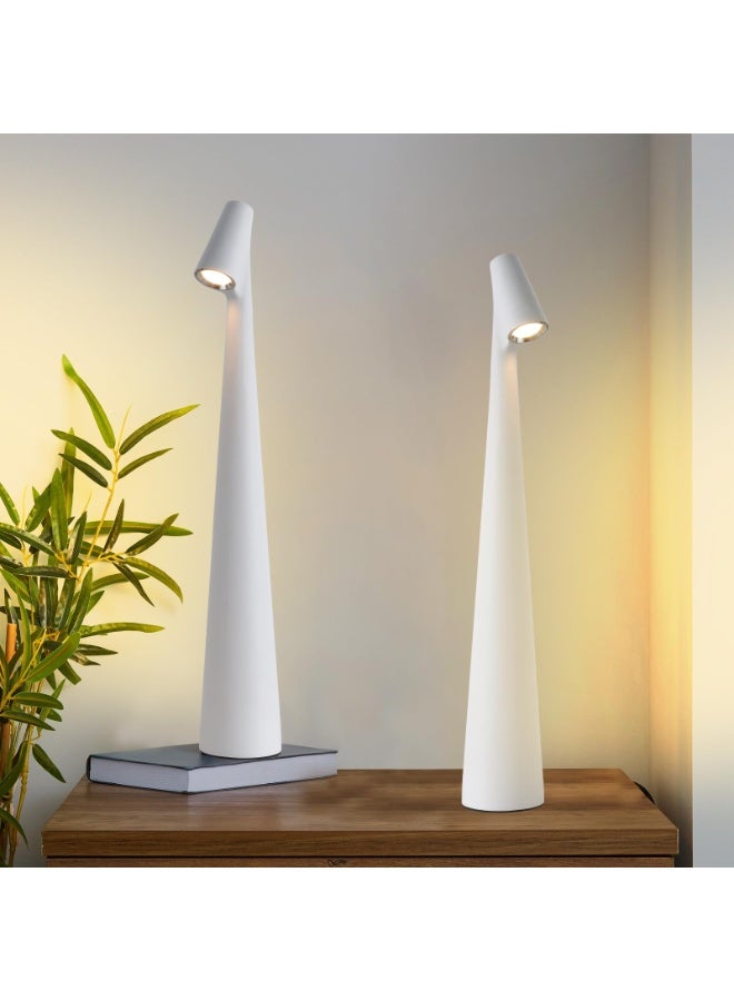 مصباح طاولة LED محمول، مصباح طاولة LED مع تحكم باللمس، 3 ألوان قابلة للتعديل، مصباح طاولة بتصميم عصري، مصباح LED قابل للشحن للاستخدام المحمول الحديث لغرف النوم، طاولة الطعام، المكتب، والقراءة (أبيض) - Image 1