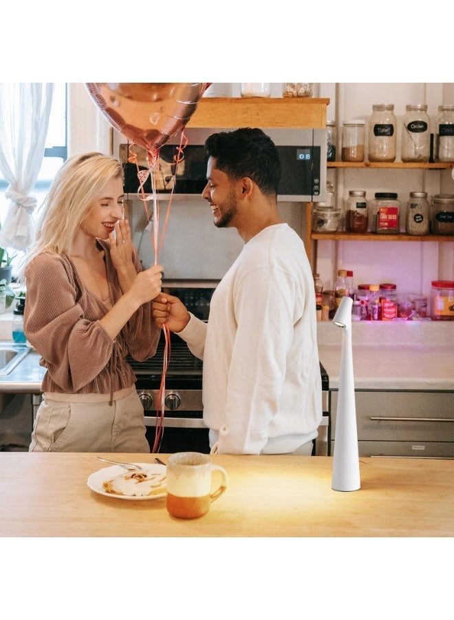 مصباح طاولة LED محمول، مصباح طاولة LED مع تحكم باللمس، 3 ألوان قابلة للتعديل، مصباح طاولة بتصميم عصري، مصباح LED قابل للشحن للاستخدام المحمول الحديث لغرف النوم، طاولة الطعام، المكتب، والقراءة (أبيض) - Image 5