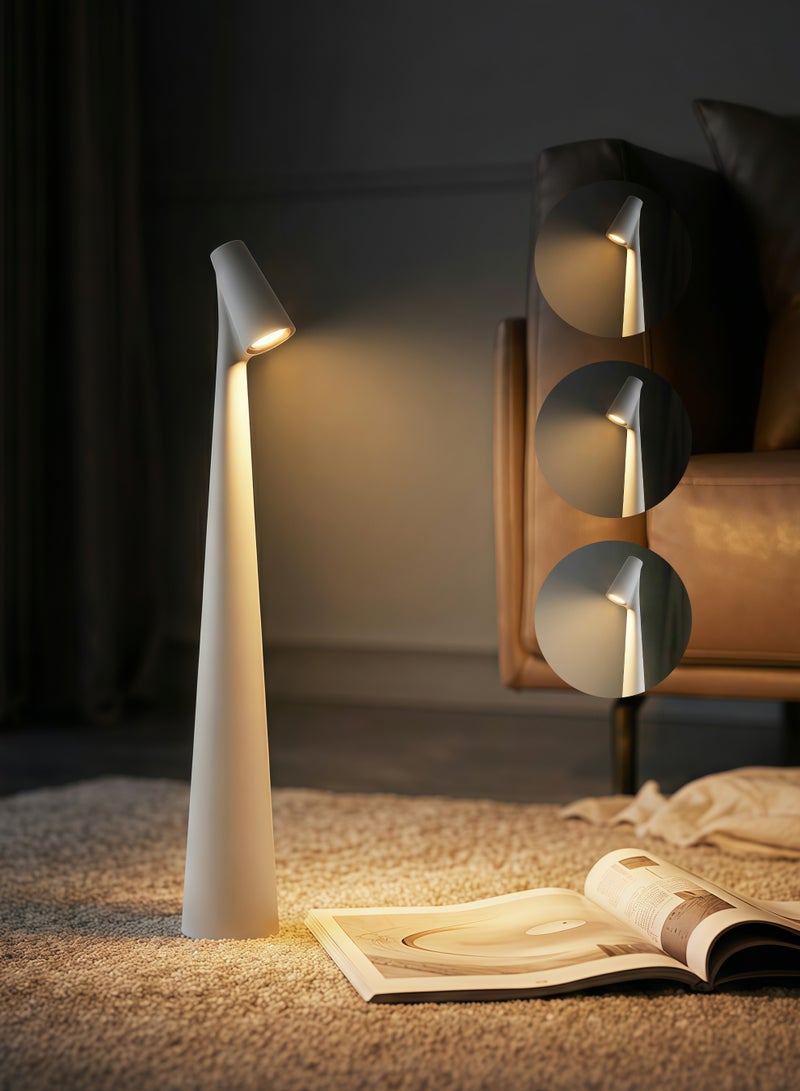 Portable LED Desk Lamp with Touch Sensor, 3-Level Brightness Desk Lamp, 180° Rotatable Head, Touch-Controlled Rechargeable Lamp, Night Light, Bedside Lamp, Dining Room Light (White) - Image 1