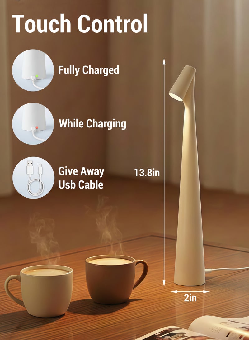 Portable LED Desk Lamp with Touch Sensor, 3-Level Brightness Desk Lamp, 180° Rotatable Head, Touch-Controlled Rechargeable Lamp, Night Light, Bedside Lamp, Dining Room Light (White) - Image 4