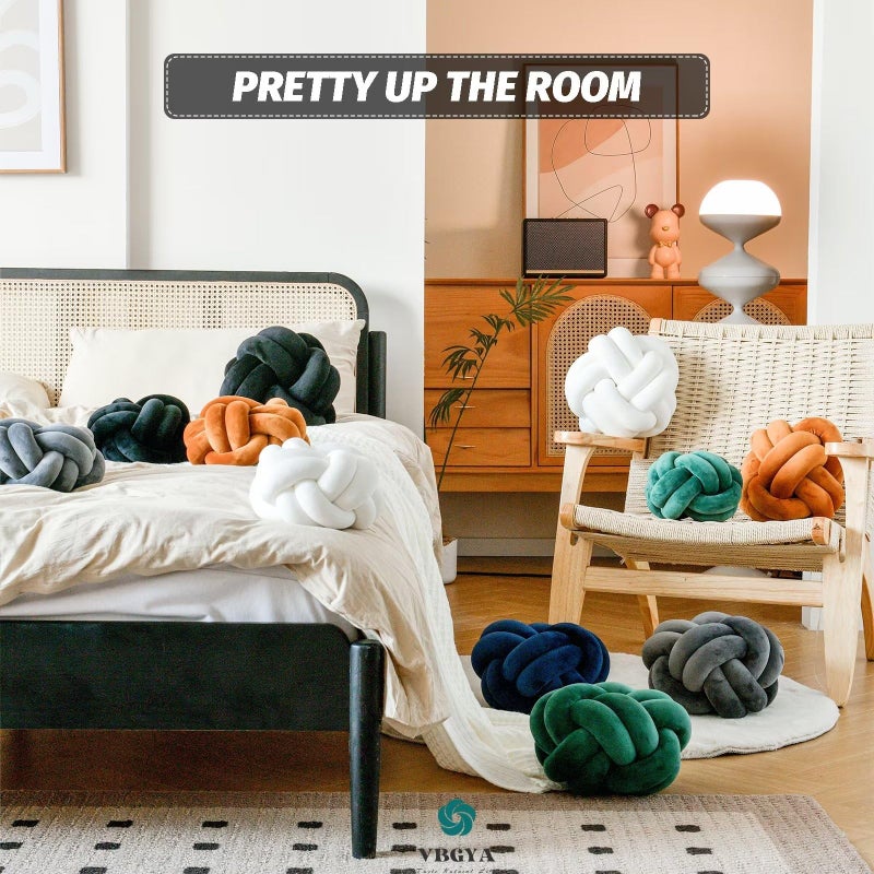VBGYA Knot Pillow Ball, Soft Home Decorative Throw Pillows Cushion, Round Changeability Knotted Pillows, Modern Home Handmade Cushions for Bedroom, Sofa, Couch (8 Inch, Black) - Image 5