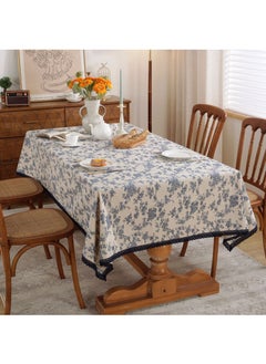 Jourvent 1-Piece Table Cloth Set, Dining Room, Family Dining Table Tablecloth, Klein Blue, Blue/Off-White, Cotton and Linen, Printed, 100cm*140cm  - Image 1