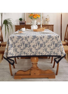 Jourvent 1-Piece Table Cloth Set, Dining Room, Family Dining Table Tablecloth, Klein Blue, Blue/Off-White, Cotton and Linen, Printed, 100cm*140cm  - Image 2