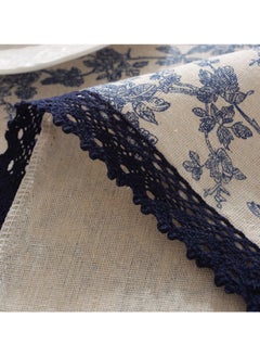 Jourvent 1-Piece Table Cloth Set, Dining Room, Family Dining Table Tablecloth, Klein Blue, Blue/Off-White, Cotton and Linen, Printed, 100cm*140cm  - Image 3