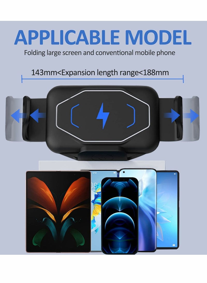 Excefore Wireless Car Charger Mount Holder Compatible for Galaxy Z Fold3 Fold2 Fold S22 Ultra Google Pixel 6 Pro, 15W Fast Charging Phone iPhone 14 13 Pro Max 12 - Image 2