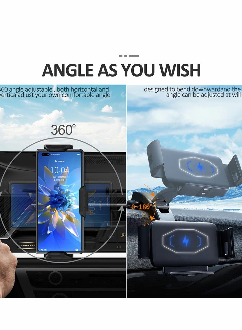 Excefore Wireless Car Charger Mount Holder Compatible for Galaxy Z Fold3 Fold2 Fold S22 Ultra Google Pixel 6 Pro, 15W Fast Charging Phone iPhone 14 13 Pro Max 12 - Image 5