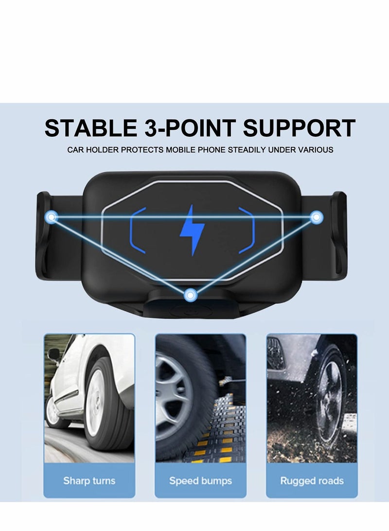 Excefore Wireless Car Charger Mount Holder Compatible for Galaxy Z Fold3 Fold2 Fold S22 Ultra Google Pixel 6 Pro, 15W Fast Charging Phone iPhone 14 13 Pro Max 12 - Image 3