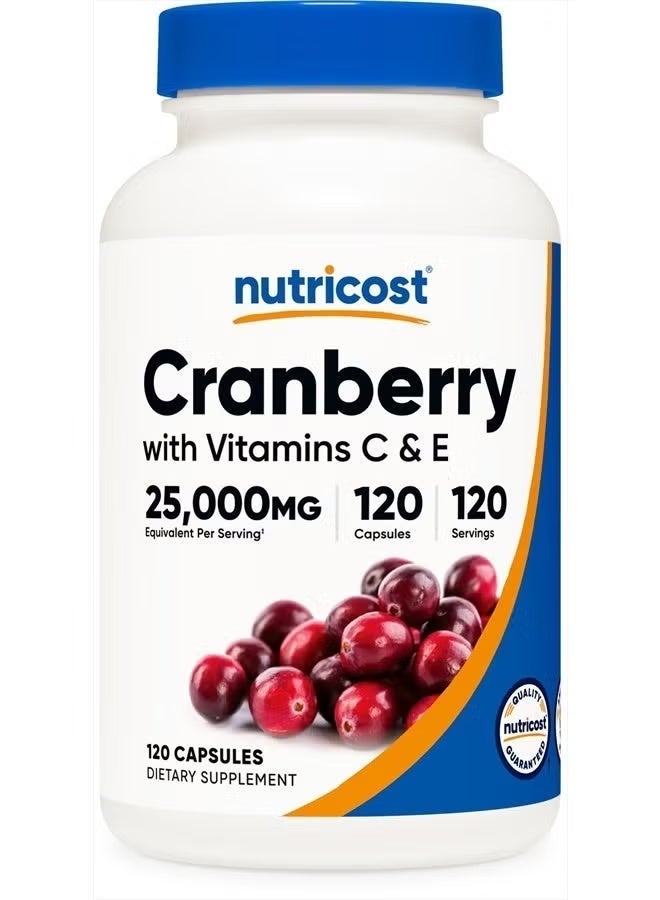 Nutricost, Cranberry with Vitamins C & E, 120 Capsules - Image 1