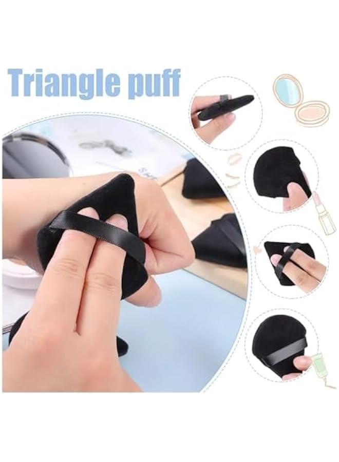 Beauenty 2 Pieces Triangle Cosmetic Loose Powder Puffs Washable Reusable Soft Plush Foundation Sponge for Face Body Wet Dry Makeup Tool (Black+White (2 Pcs)) - Image 2