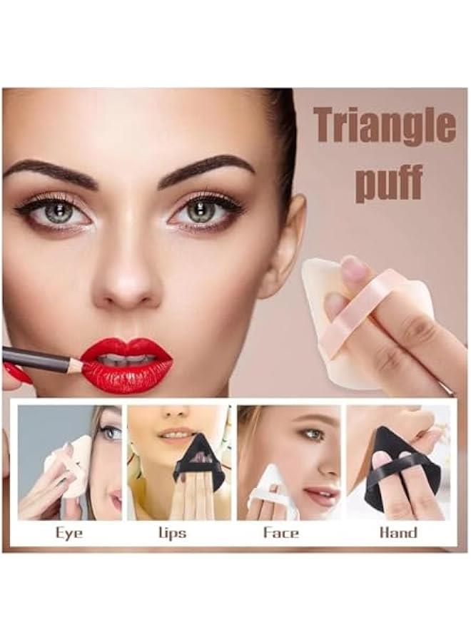 Beauenty 2 Pieces Triangle Cosmetic Loose Powder Puffs Washable Reusable Soft Plush Foundation Sponge for Face Body Wet Dry Makeup Tool (Black+White (2 Pcs)) - Image 3