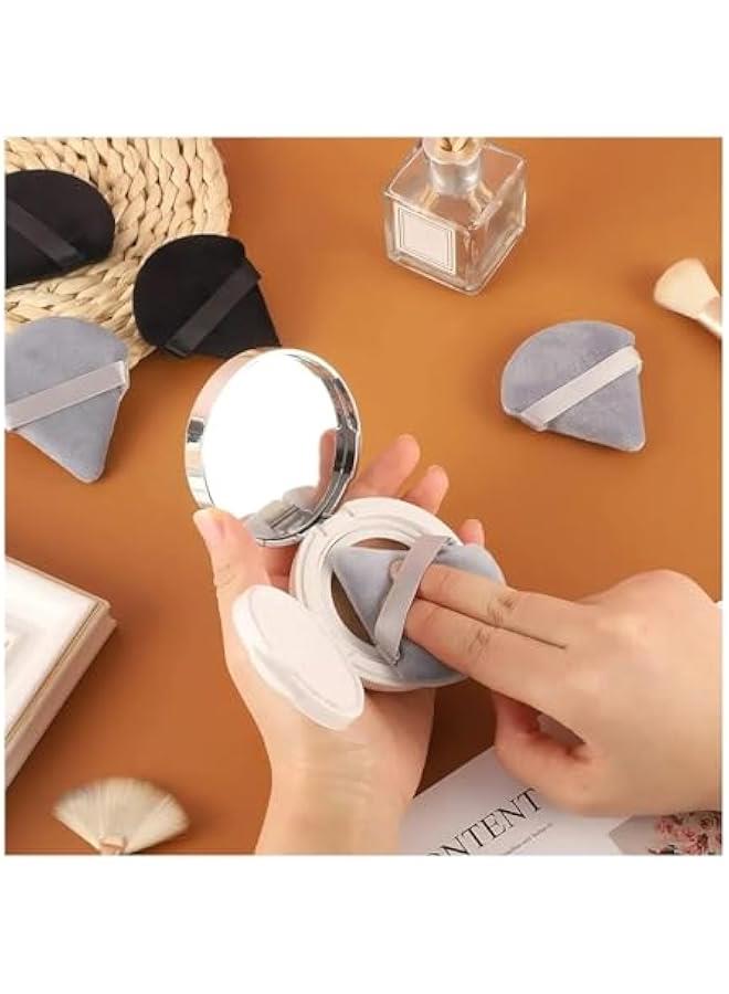 Beauenty 2 Pieces Triangle Cosmetic Loose Powder Puffs Washable Reusable Soft Plush Foundation Sponge for Face Body Wet Dry Makeup Tool (Black+White (2 Pcs)) - Image 4
