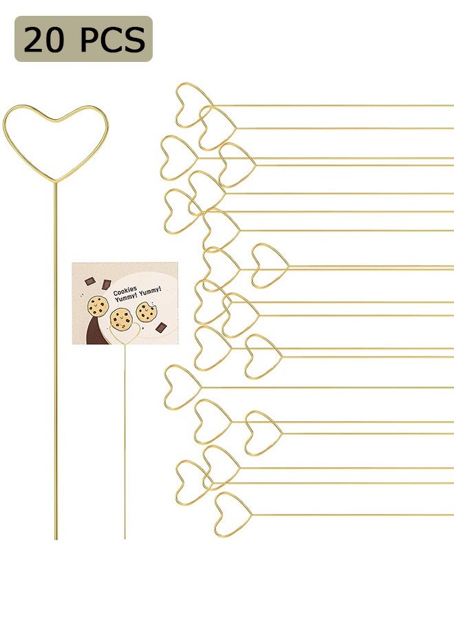 Zoreya - 20 Pcs Floral Place Card Holder, Metal Heart Shape Card Holder, for Flower Arrangements Wedding Part Birthday - Image 1