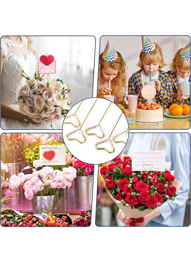 Zoreya - 20 Pcs Floral Place Card Holder, Metal Heart Shape Card Holder, for Flower Arrangements Wedding Part Birthday - Image 1