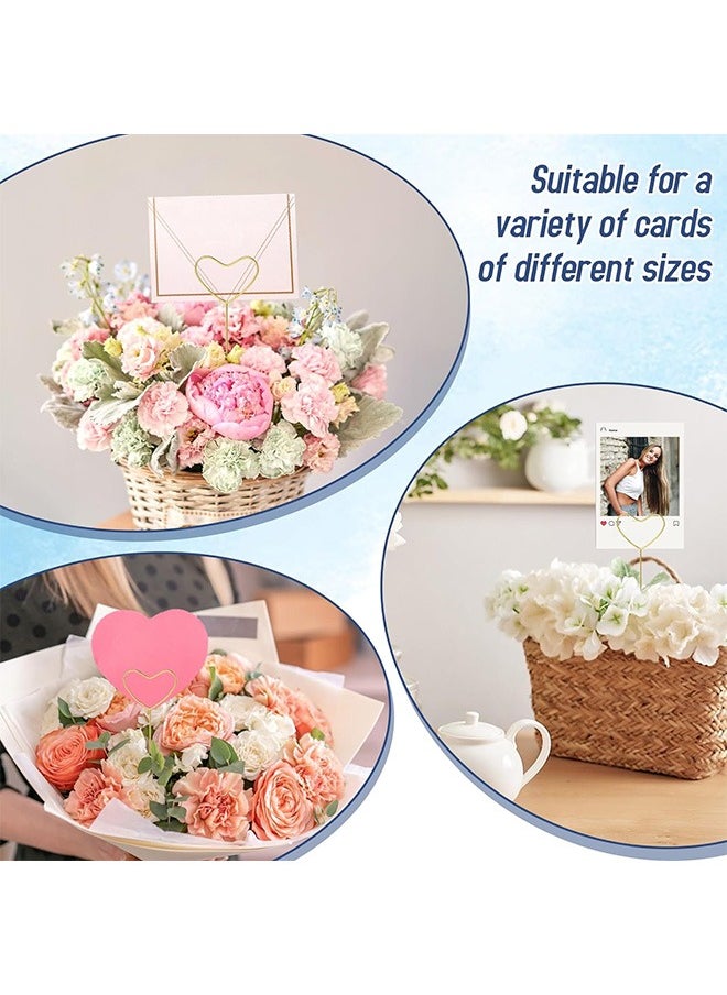 Zoreya - 20 Pcs Floral Place Card Holder, Metal Heart Shape Card Holder, for Flower Arrangements Wedding Part Birthday - Image 1