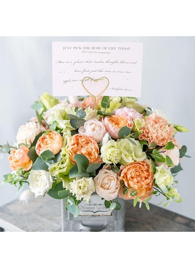 Zoreya - 20 Pcs Floral Place Card Holder, Metal Heart Shape Card Holder, for Flower Arrangements Wedding Part Birthday - Image 1