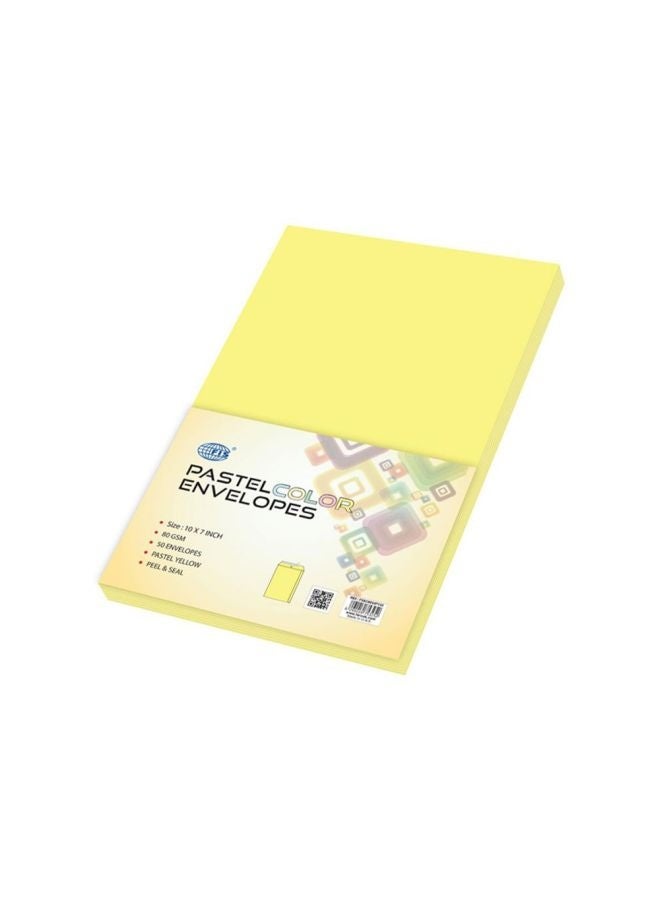 FIS Pastel Color Envelopes, Peel & Seal, 10 x 7 Inch, Yellow, 80 GSM, 50 Count - Image 2