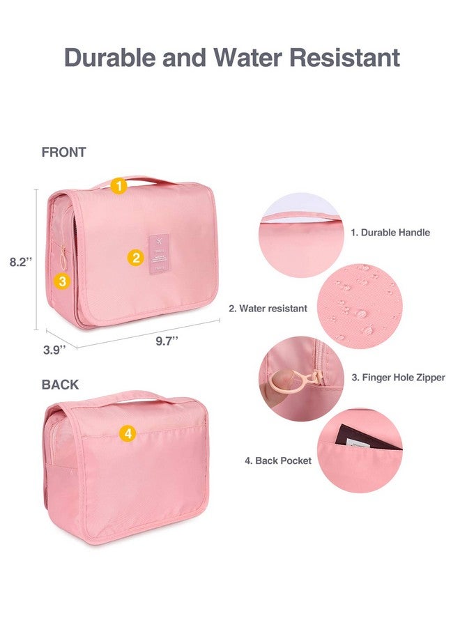 Luxtude Travel Toiletry Bag with Hanging Hook, Makeup Cosmetic Bag Travel Organizer for Hygiene Accessories, Shampoo, Full Sized Container, Toiletries, 4 Refillable Travel Bottles are included (Pink) - Image 5