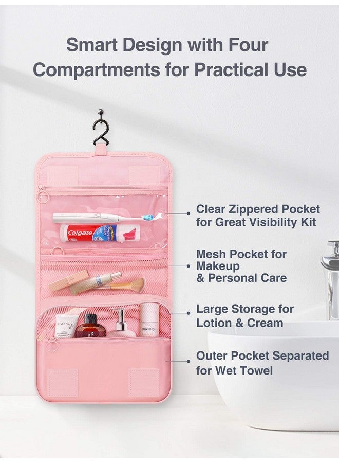 Luxtude Travel Toiletry Bag with Hanging Hook, Makeup Cosmetic Bag Travel Organizer for Hygiene Accessories, Shampoo, Full Sized Container, Toiletries, 4 Refillable Travel Bottles are included (Pink) - Image 3
