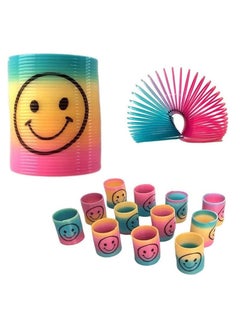 MAGIC VAULT 12 Mini Rainbow Smiley Face Springs Slinky Pinata Party Loot Bag Fillers Toy, Multi  - Image 3