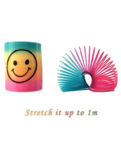 MAGIC VAULT 12 Mini Rainbow Smiley Face Springs Slinky Pinata Party Loot Bag Fillers Toy, Multi  - Image 4