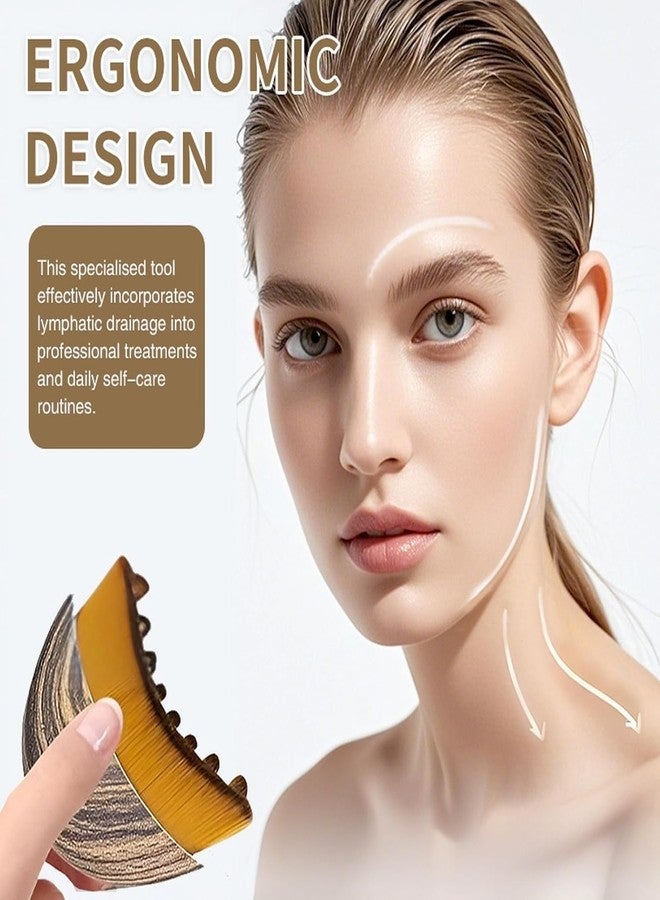 Lymphatic Contour Face Brush - Lymphatic Drainage Makeup Brushes for Sculpting & Lifting, Anti-Puffiness Detox Massage, Boosts Skincare Absorption & Glow, Soft Bristles for All Skin Types (Brown) - Image 2