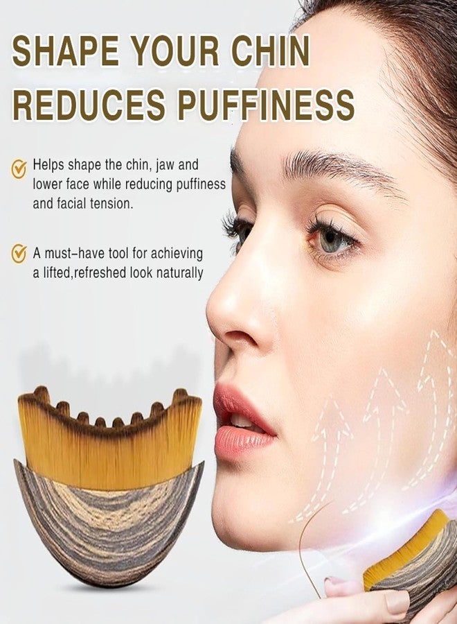 Lymphatic Contour Face Brush - Lymphatic Drainage Makeup Brushes for Sculpting & Lifting, Anti-Puffiness Detox Massage, Boosts Skincare Absorption & Glow, Soft Bristles for All Skin Types (Brown) - Image 3