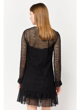 GUCCI Women Textured Mini Dress, Black  - Image 4