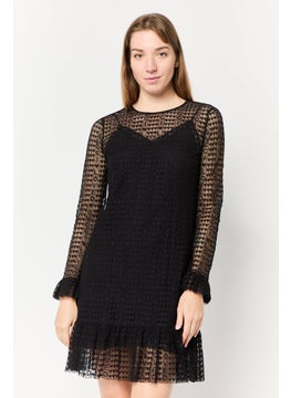 GUCCI Women Textured Mini Dress, Black  - Image 1