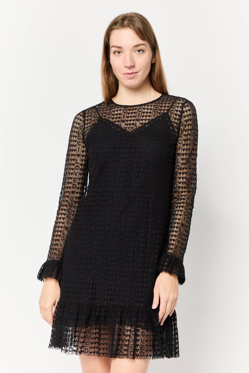 GUCCI Women Textured Mini Dress, Black  - Image 1