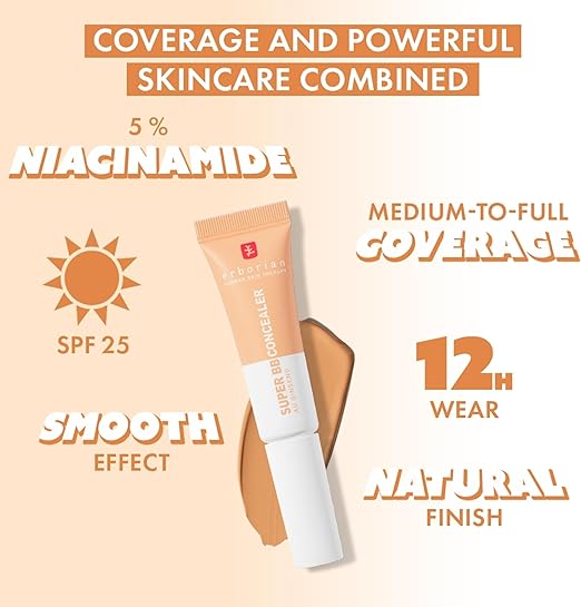 Erborian Super BB CONCEALER High coverage concealer enriched with Niacinamide and SPF 25 Moisturizing eye corrector natural finish Korean Cosmetic - Image 4