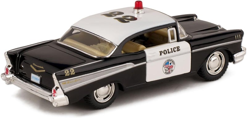KiNSMART 1957 Chevy Bel Air Coupe 1:40 Scale 5" Die Cast Metal Classic Toy Car (Rescue Police) - Image 2