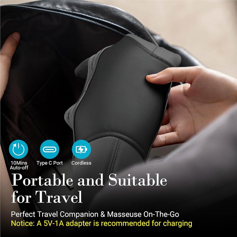 CuPiLo Cordless Neck Massager with Heat - 6D Hand-Like Kneading Shoulder Massager for Pain Relief Deep Tissue,Shiatsu Massager Pillow for Neck,Back,Legs and Shoulder,Gifts for Men or Women - Image 5