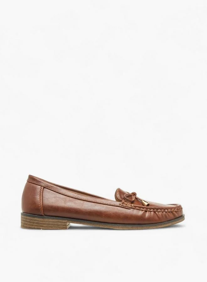 Women Textured Bow Detail Loafers