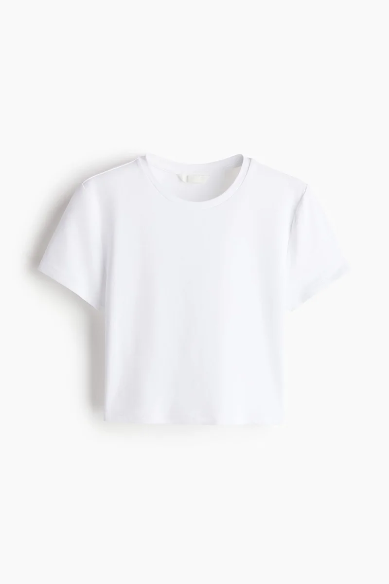 H&M Cropped microfibre T-shirt
