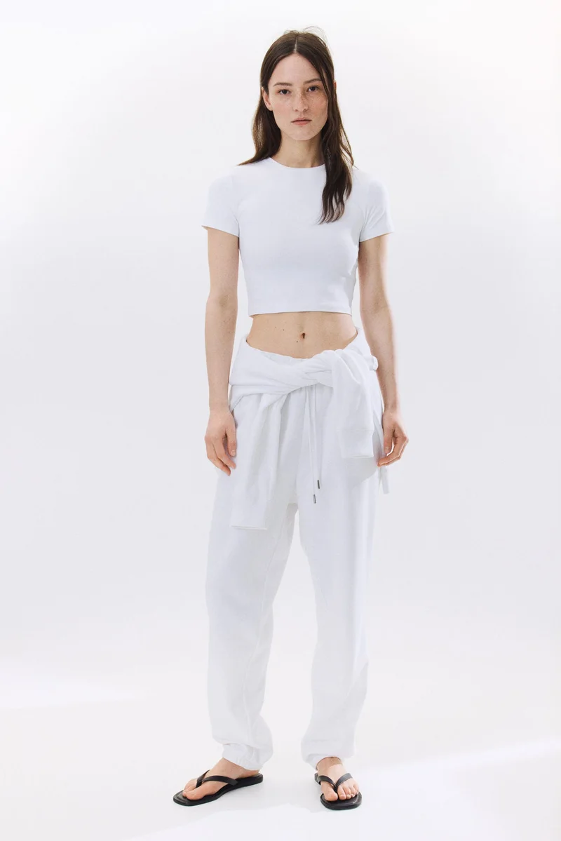 H&M Cropped microfibre T-shirt