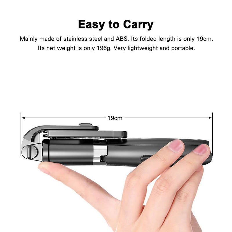 L02 Wireless BT Selfie Stick Integrated with Foldable Tripod Phone Holder Remote Control Max. Length 100cm with Camera Base Universal for Lightweight Camera Smartphone Action Camera - Image 2