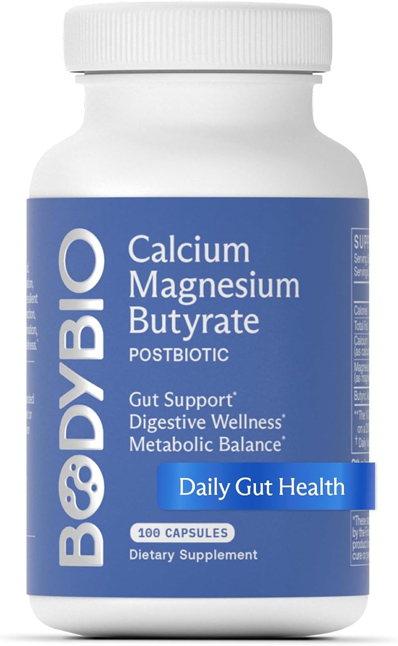 BodyBio Butyrate + Calcium + Magnesium | Gut Health Supplement 100 Caps - Image 1