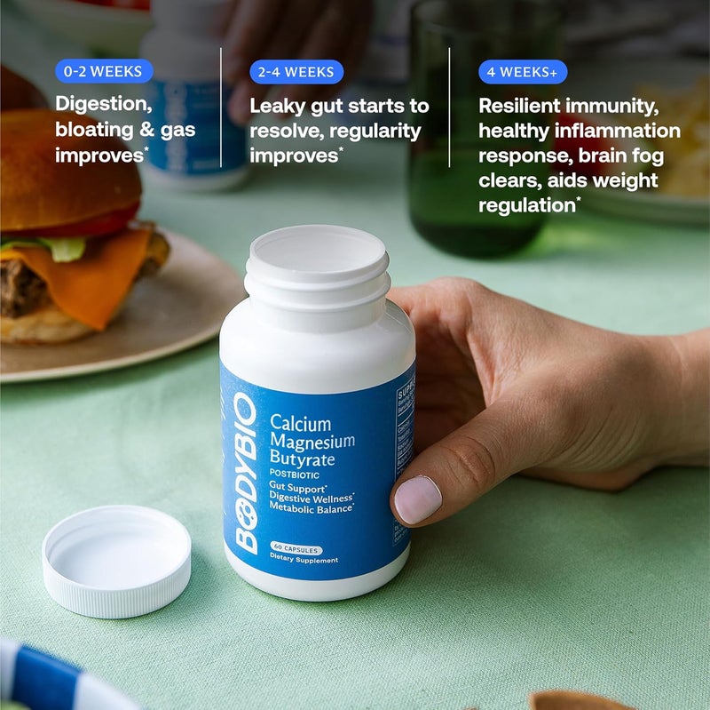 BodyBio Butyrate + Calcium + Magnesium | Gut Health Supplement 100 Caps - Image 5