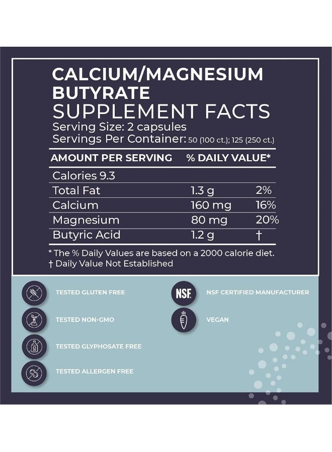 BodyBio Butyrate + Calcium + Magnesium | Gut Health Supplement 100 Caps - Image 2