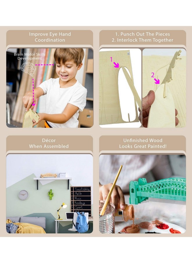 Puzzled 3D Puzzle Sydney Bridge Wood Craft Construction Model Kit Fun And Educational Diy Wooden Toy Assemble Model Unfinished Crafting Hobby Puzzle To Build And Paint For Decoration 55 Pieces Pack - Image 3