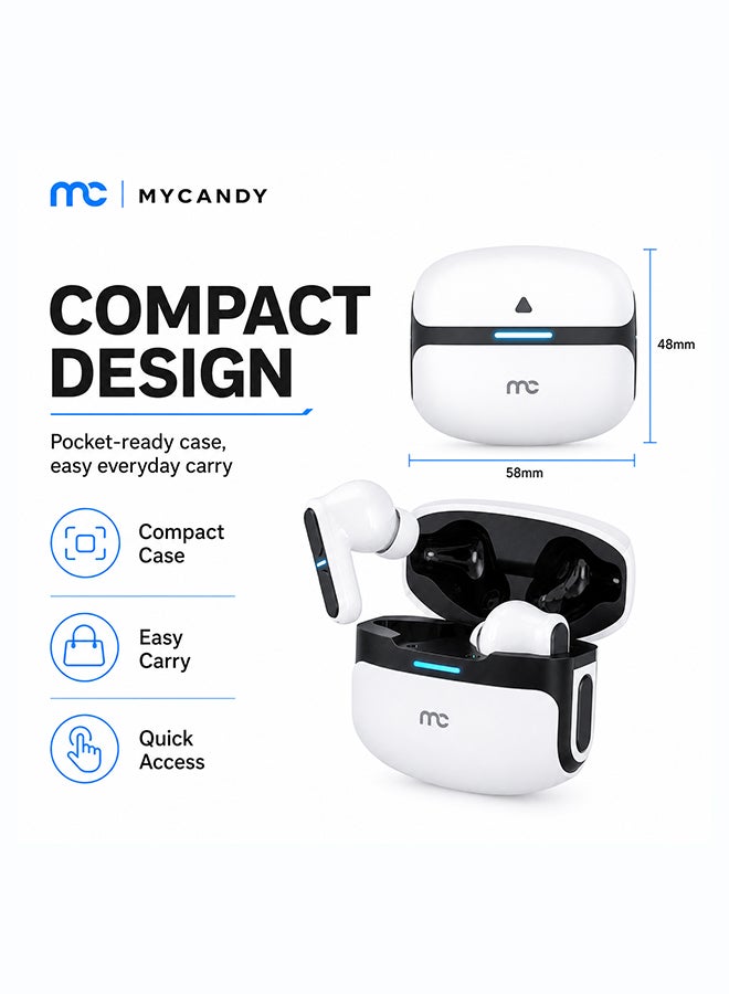 Mycandy TWS-D250 Wireless Earbuds with ENC - White white - Image 4