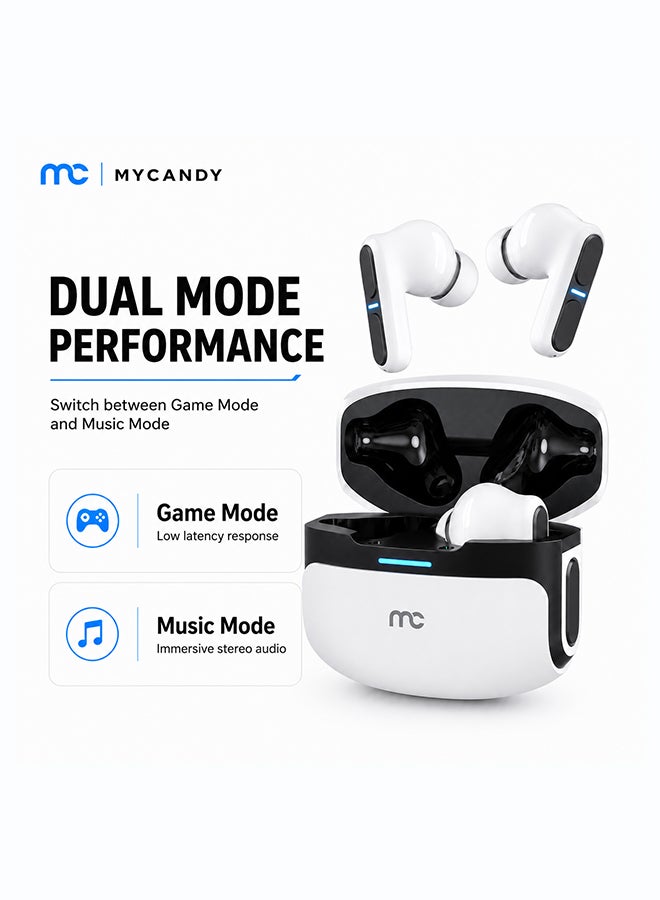 Mycandy TWS-D250 Wireless Earbuds with ENC - White white - Image 2