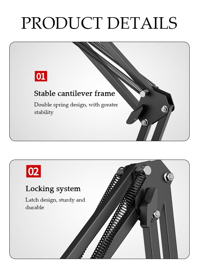 DUNISO Bedside Phone Tablet Holder，Lazy Phone Holder，360° Adjustable Foldable Retractable Insertable Slit and Clip-On Cell Phone and Tablet Stand，for Bed, Sofa and Desk - Image 5