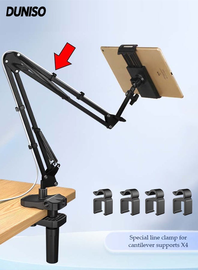 DUNISO Bedside Phone Tablet Holder，Lazy Phone Holder，360° Adjustable Foldable Retractable Insertable Slit and Clip-On Cell Phone and Tablet Stand，for Bed, Sofa and Desk - Image 1