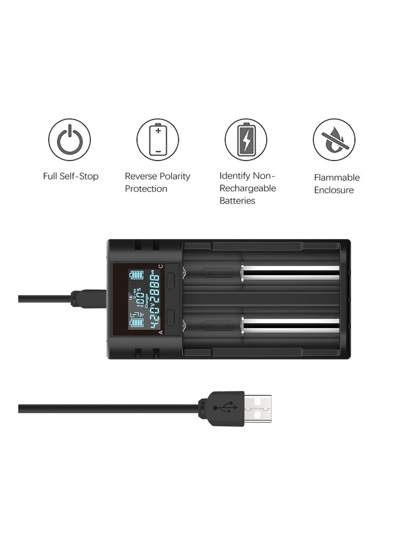Generic 21750 21700 Battery Charger, LCD Intelligent 18650 Battery Charger Smart Charger Intelligent Battery Charger High-Speed Charger for 20700 22700 26650 26700 16340 (RCR123) 17500 17650 17670 18500  - Image 2